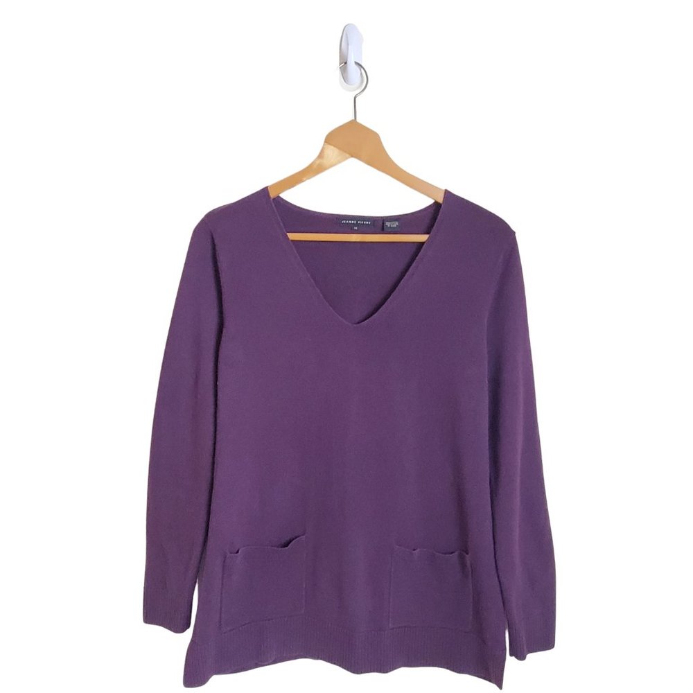 Jeanne Pierre Pocketed Tunic Sweater Plum Purple Women's Medium Long Sleeve
